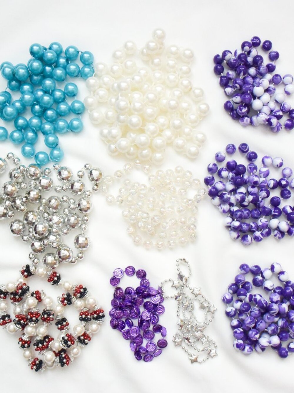 BIG Lot of Mardi Gras Party Beads - Large and unique beads. Excellent variety!